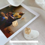 Copper Irregular Square Oval Wave Ear Stud Pendant DIY Earring Material