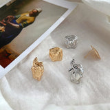 Copper Irregular Square Oval Wave Ear Stud Pendant DIY Earring Material