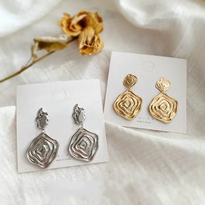 Copper Irregular Square Oval Wave Ear Stud Pendant DIY Earring Material