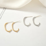 Copper Plated 14K Real C-Shaped Zircon Ear Stud DIY Accessories