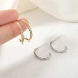 Copper Plated 14K Real C-Shaped Zircon Ear Stud DIY Accessories