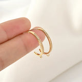 Copper Plated 14K Real C-Shaped Zircon Ear Stud DIY Accessories