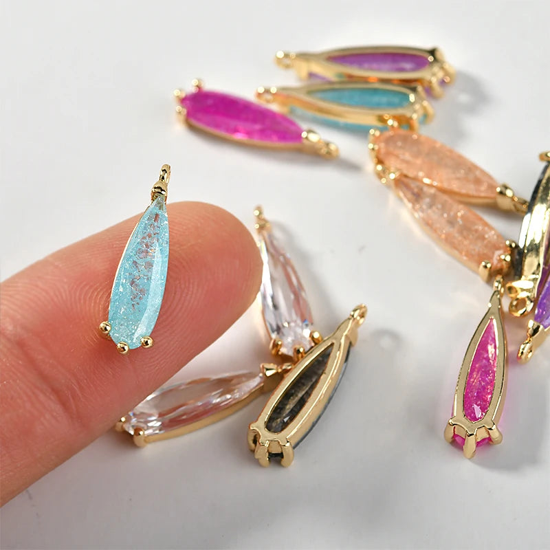 Copper Plated 18K Zircon Water Droplet DIY Jewelry Set