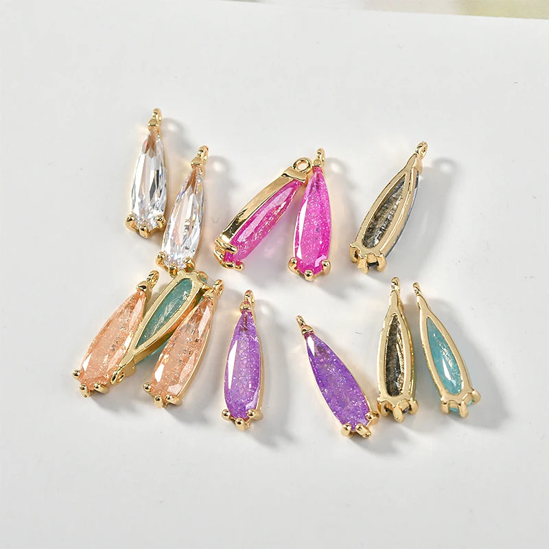 Copper Plated 18K Zircon Water Droplet DIY Jewelry Set