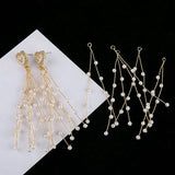 Copper Wire Pearl Woven Branches Tassels DIY Ear Stud Hairpin