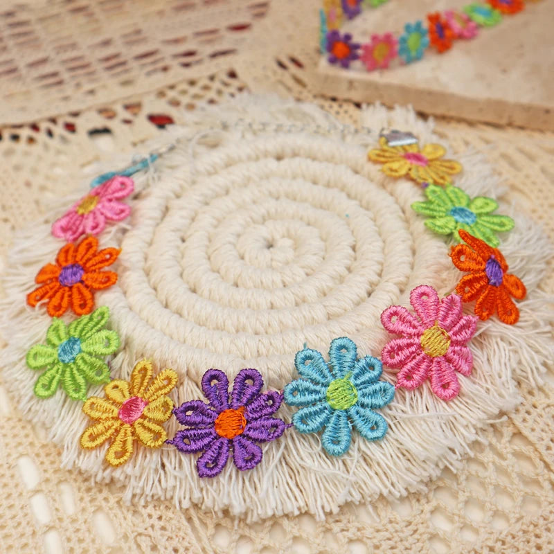 Embroidery Flower Daisy Collar Necklace for National Wind Style