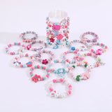 20Pcs Unicorn Mermaid Flower Wooden Bracelets Kids Jewelry