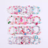 20Pcs/Set Unicorn Mermaid Flower Wooden Bracelets for Kids