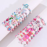 20Pcs/Set Unicorn Mermaid Flower Wooden Bracelets for Kids