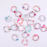 20Pcs/Set Unicorn Mermaid Flower Wooden Bracelets for Kids