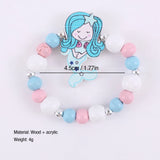 20Pcs/Set Unicorn Mermaid Flower Wooden Bracelets for Kids