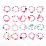 20Pcs/Set Unicorn Mermaid Flower Wooden Bracelets for Kids