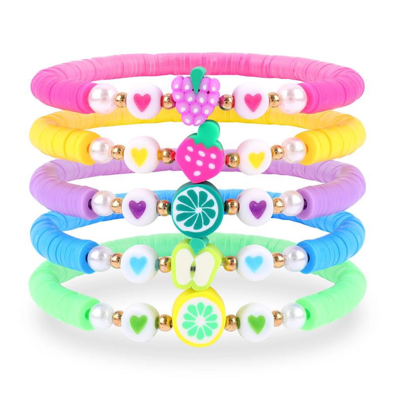 5Pcs Fruit Beads Bracelet Set for Women Girls Grapes Strawberry Charming Gift
