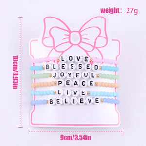 6Pcs Children's Cartoon Bracelets Beads With Letters Kids Charm