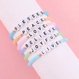 6Pcs Children's Cartoon Bracelets Beads With Letters Kids Charm