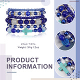6pcs Natural Stone Bead Bracelets For Women & Men