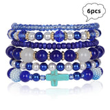 6pcs Natural Stone Bead Bracelets For Women & Men