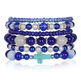 6pcs Natural Stone Bead Bracelets For Women & Men