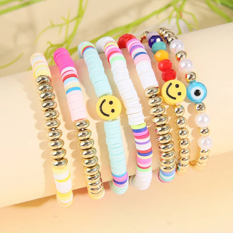 7Pcs/Set Ceramic Gossip Bracelet Set Vintage Bohemian Hand Jewelry
