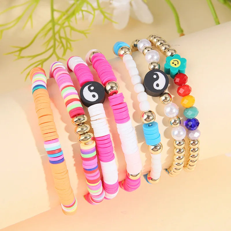 7Pcs/Set Ceramic Gossip Bracelet Set Vintage Bohemian Hand Jewelry