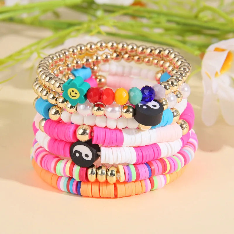 7Pcs/Set Ceramic Gossip Bracelet Set Vintage Bohemian Hand Jewelry