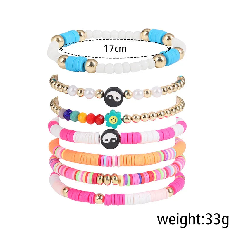7Pcs/Set Ceramic Gossip Bracelet Set Vintage Bohemian Hand Jewelry