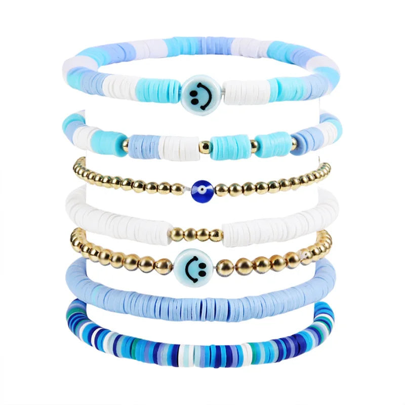 7Pcs/Set Love Smiley Face Bracelet Set For Women