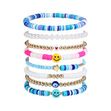 Vintage Smiley Face Bracelet Set with Pearls for Women