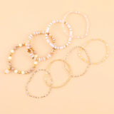 8Pcs Beige Acrylic Glass Bead Bracelet Bohemian Style Women Charming