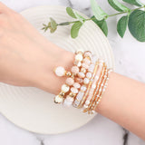 8Pcs Beige Acrylic Glass Bead Bracelet Bohemian Style Women Charming
