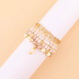 8Pcs Beige Acrylic Glass Bead Bracelet Bohemian Style Women Charming