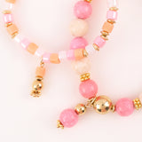 8Pcs Pink Acrylic Glass Bead Bracelet Bohemian Style For Women