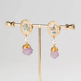 Colorful Shell Earrings Purple Stone Jewelry Ladies Summer Gift Girls