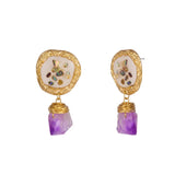 Colorful Shell Earrings Purple Stone Jewelry Ladies Summer Gift Girls