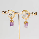 Colorful Shell Earrings Purple Stone Jewelry Ladies Summer Gift Girls