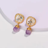Colorful Shell Earrings Purple Stone Jewelry Ladies Summer Gift Girls