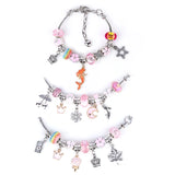 Kids DIY Charm Bracelet Kit Unicorn Bag Beads Necklace Set Christmas Gift