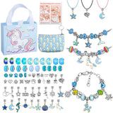 Kids DIY Charm Bracelet Kit Unicorn Bag Beads Necklace Set Christmas Gift