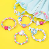 Unicorn Mermaid Bunny Wooden Bracelets Set for Girls
