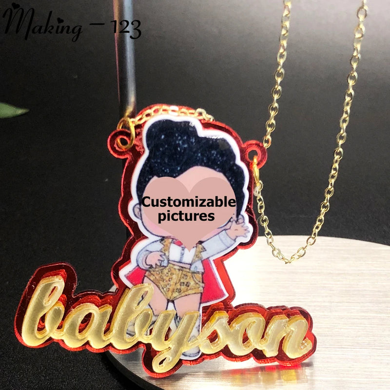 Personalized Acrylic Name Necklace/Character Cartoon Nameplate Gift