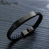 DIY Letter Stainless Steel Bracelet Bangle Engrave Name Leather Jewelry