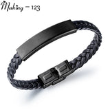 DIY Letter Stainless Steel Bracelet Bangle Engrave Name Leather Jewelry