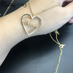 Personalized Name Heart Necklace For Women Girl Name Love Pendant Charm Necklace