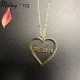 Personalized Name Heart Necklace For Women Girl Name Love Pendant Charm Necklace