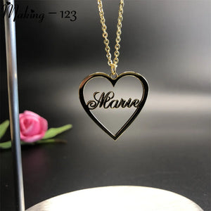 Personalized Name Heart Necklace For Women Girl Name Love Pendant Charm Necklace