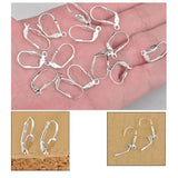 Silver Square LeverBack Leaves Earrings Clasp Hooks Lot