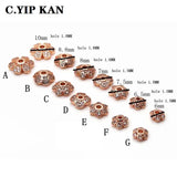 Zircon-inlaid Crystal Beads Bracelet with Rose Plated Spacer Beads