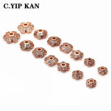 Zircon-inlaid Crystal Beads Bracelet with Rose Plated Spacer Beads