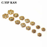 Zircon-inlaid Crystal Beads Bracelet with Rose Plated Spacer Beads