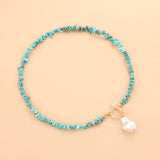Malachite Alloy Pearl Turquoise Necklace Retro Green Stone Pendant